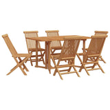 Garden Dining Set 7 pcs Brown 140 x 80 x 75 cm Solid Teak wood - Front View