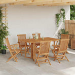 Garden Dining Set 7 pcs Brown 150 x 90 x 75 cm Solid Teak Wood