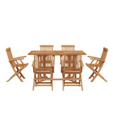 Garden Dining Set 7 pcs Brown Solid Teak Wood - Close-Up Angle