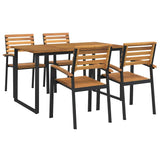5 Piece Garden Dining Set Solid Wood Acacia and Metal