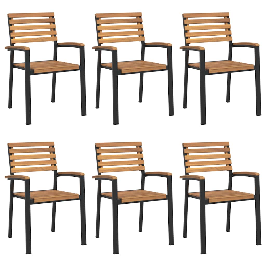 7 Piece Garden Dining Set Solid Wood Acacia and Metal