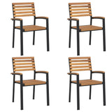 5 Piece Garden Dining Set Solid Wood Acacia and Metal - Side View