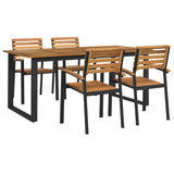 5 Piece Garden Dining Set Solid Wood Acacia and Metal