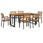 7 Piece Garden Dining Set Solid Wood Acacia and Metal