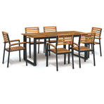 7 Piece Garden Dining Set Solid Wood Acacia and Metal