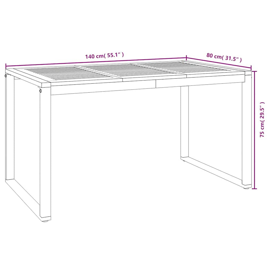 5 Piece Garden Dining Set Solid Wood Acacia and Metal