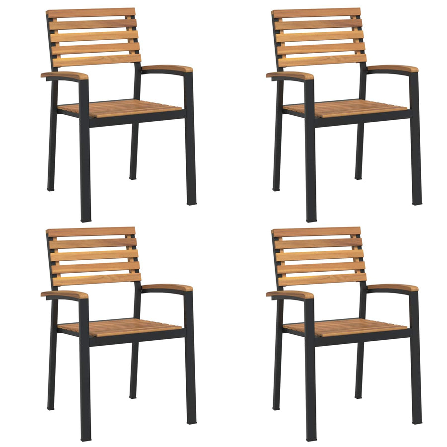 5 Piece Garden Dining Set Solid Wood Acacia and Metal