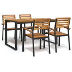 5 Piece Garden Dining Set Solid Wood Acacia and Metal