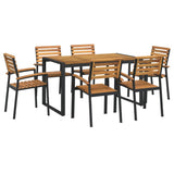 7 Piece Garden Dining Set Solid Wood Acacia and Metal