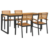 5 Piece Garden Dining Set Solid Wood Acacia and Metal - Front View