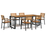7 Piece Garden Dining Set Solid Wood Acacia and Metal