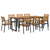 9 Piece Garden Dining Set Solid Wood Acacia and Metal