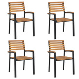 5 Piece Garden Dining Set Solid Wood Acacia and Metal - Side View