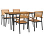 5 Piece Garden Dining Set Solid Wood Acacia and Metal