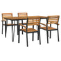 5 Piece Garden Dining Set Solid Wood Acacia and Metal