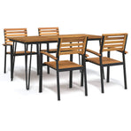 5 Piece Garden Dining Set Solid Wood Acacia and Metal