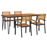 5 Piece Garden Dining Set Solid Wood Acacia and Metal - Front View