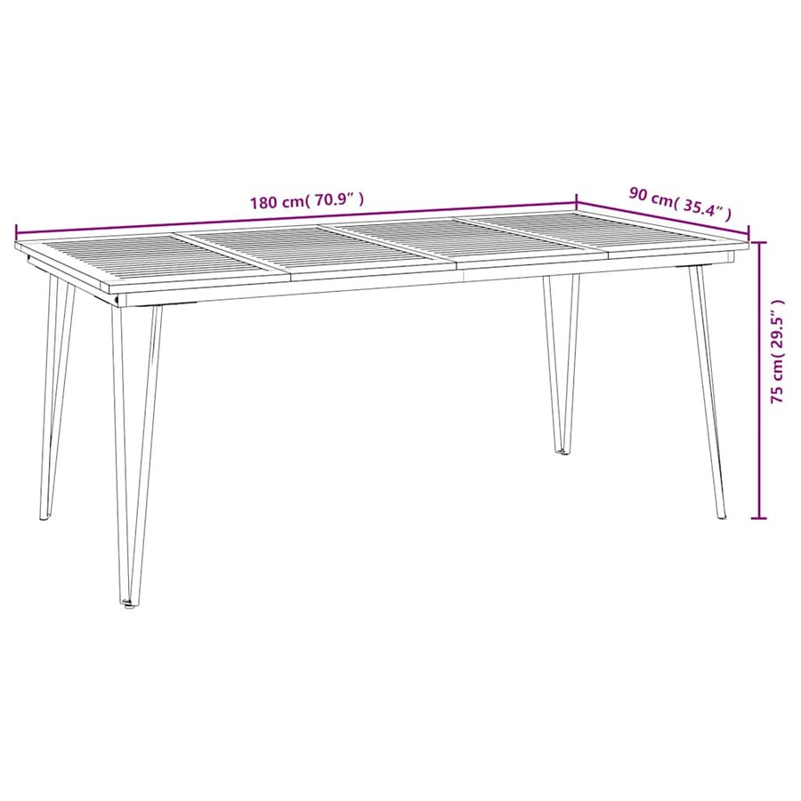 5 Piece Garden Dining Set Solid Wood Acacia and Metal