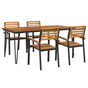 5 Piece Garden Dining Set Solid Wood Acacia and Metal