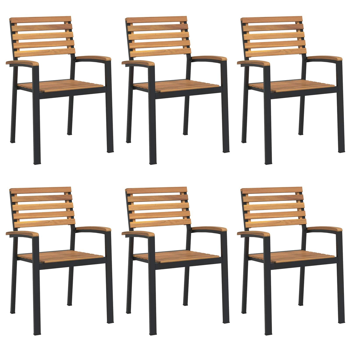 7 Piece Garden Dining Set Solid Wood Acacia and Metal