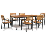 7 Piece Garden Dining Set Solid Wood Acacia and Metal - Top-Down View