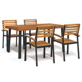 5 Piece Garden Dining Set Solid Wood Acacia and Metal