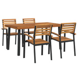 5 Piece Garden Dining Set Solid Wood Acacia and Metal
