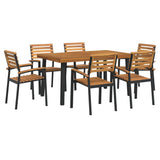 7 Piece Garden Dining Set Solid Wood Acacia and Metal