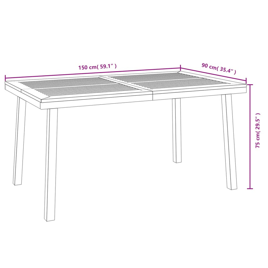 7 Piece Garden Dining Set Solid Wood Acacia and Metal