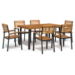 7 Piece Garden Dining Set Solid Wood Acacia and Metal
