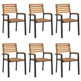 Stackable Garden Chairs 6 pcs Solid Wood Acacia and Metal - Front View