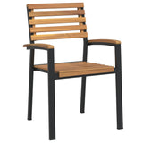 Stackable Garden Chairs 8 pcs Solid Wood Acacia and Metal - Side View
