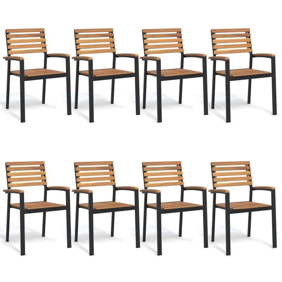 Stackable Garden Chairs 8 pcs Solid Wood Acacia and Metal