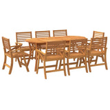 9 Piece Garden Dining Set Solid Wood Acacia - Side View
