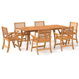 7 Piece Garden Dining Set Solid Wood Acacia - Front View