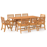 9 Piece Garden Dining Set Solid Wood Acacia - Front View