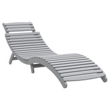 Sun Loungers 2 pcs with Table Grey Solid Wood Acacia - Top-Down View