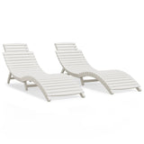 Sun Loungers 2 pcs White 184x55x64 cm Solid Wood Acacia - Front View