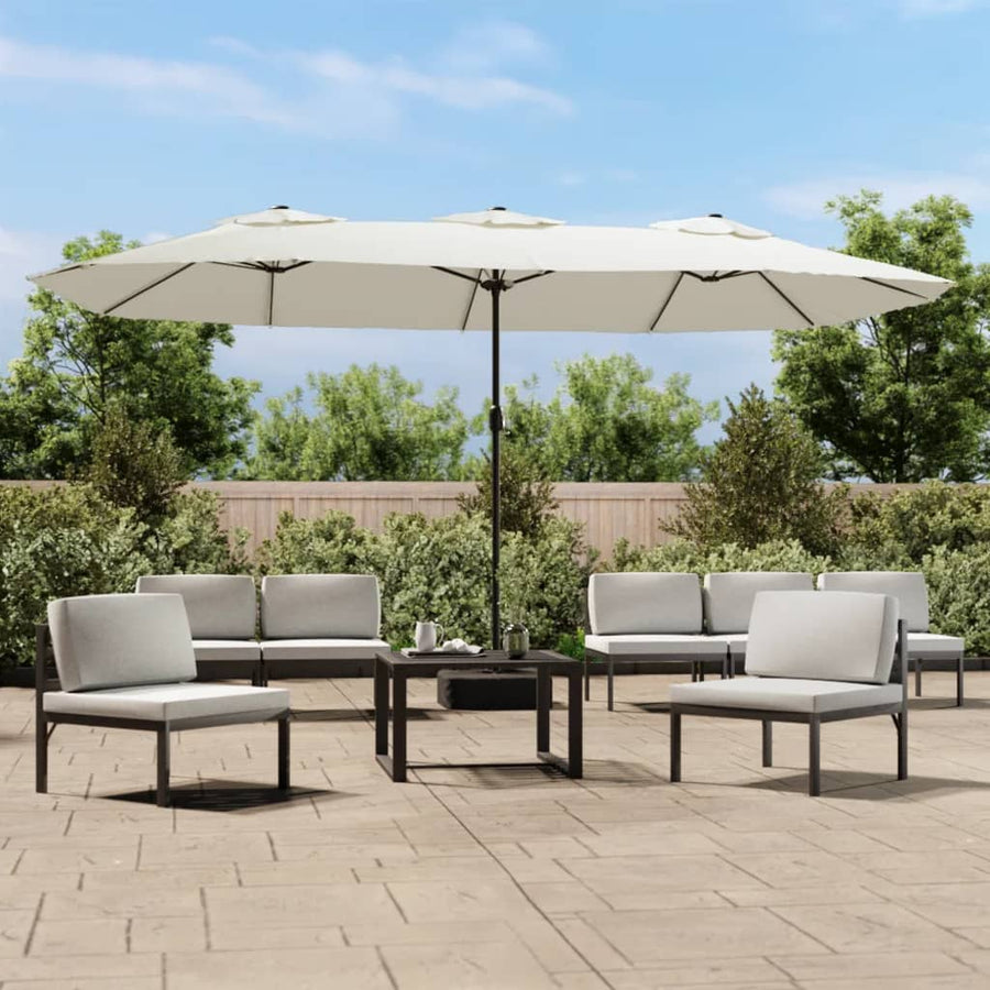 Double-Head Parasol Sand White 449x265 cm