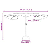 Double-Head Garden Parasol Bordeaux Red 449x265 cm - Low Angle
