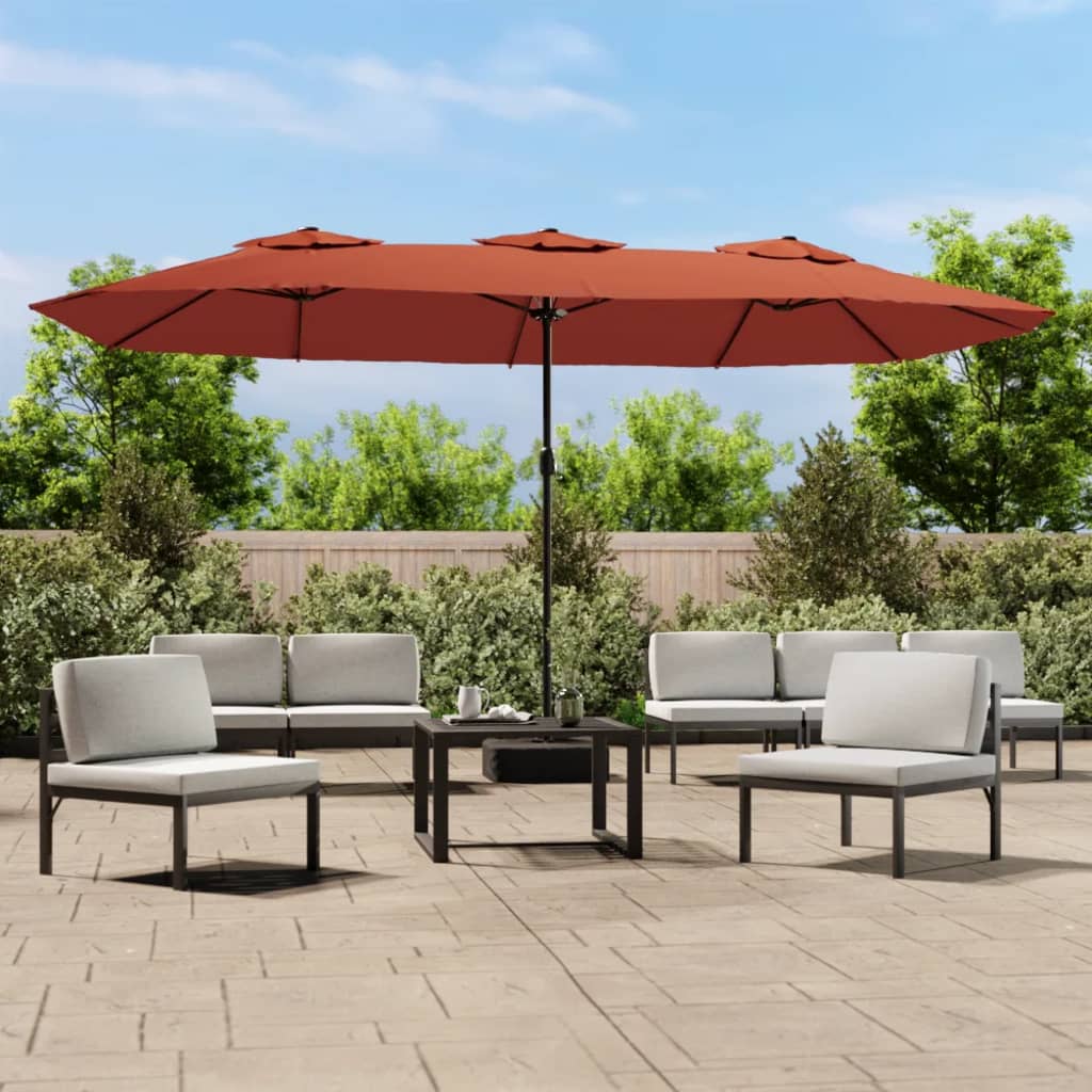 Double-Head Garden Parasol Terracotta 449x265 cm