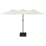 Double-Head Garden Parasol with LEDs Sand White 449x265 cm - Top-Down View