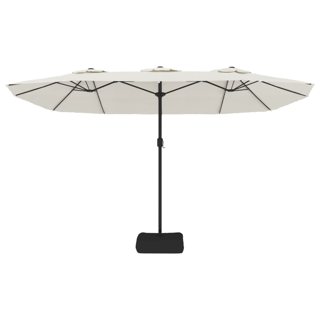 Double-Head Garden Parasol with LEDs Sand White 449x265 cm
