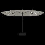 Double-Head Garden Parasol with LEDs Sand White 449x265 cm