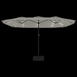 Double-Head Garden Parasol with LEDs Sand White 449x265 cm - Rear View