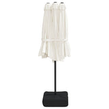 Double-Head Garden Parasol with LEDs Sand White 449x265 cm