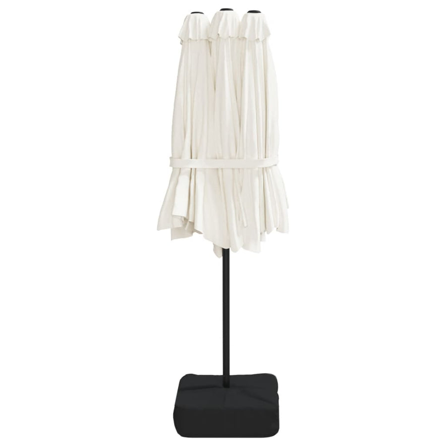 Double-Head Garden Parasol with LEDs Sand White 449x265 cm