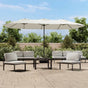 Double-Head Garden Parasol with LEDs Sand White 449x265 cm