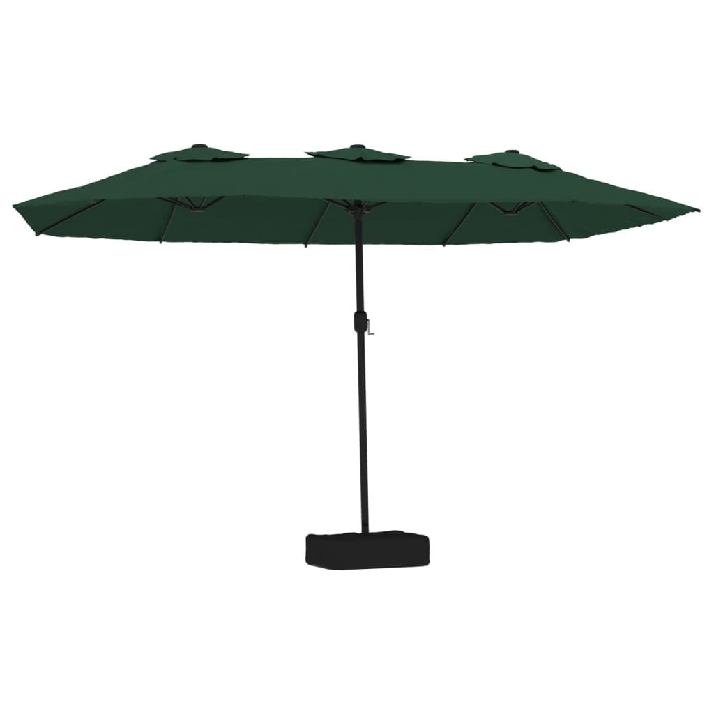 Double-Head Garden Parasol with LEDs Green 449x265 cm