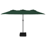 Double-Head Garden Parasol with LEDs Green 449x265 cm
